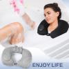 Colingmill 2 Pcs Inflatable Bath Pillows for Tub Bath Head and Neck U Shaped Blow up Full Body Travel Pillow with Adjustable Button Grey and Black Bath Tub Pillows for Airplanes Shower Spa view 4