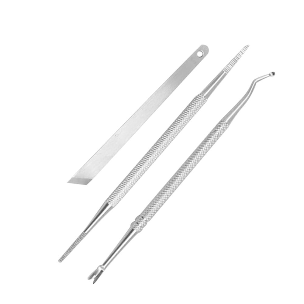 Beaupretty 3pcs Stainless Steel Nail Fork Set Dead Skin Remover Cuticle Cleaner Pedicure Tools for Home Salon Use