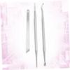 Beaupretty 3pcs Stainless Steel Nail Fork Set Dead Skin Remover Cuticle Cleaner Pedicure Tools for Home Salon Use view 3