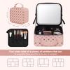 Travel Makeup Bag With 360 rotating LED Mirror,Waterproof cosmetic organizer,Portability Cosmetic case,Makeup organizer,Gift for Women,Girls Gift (Pink) view 3