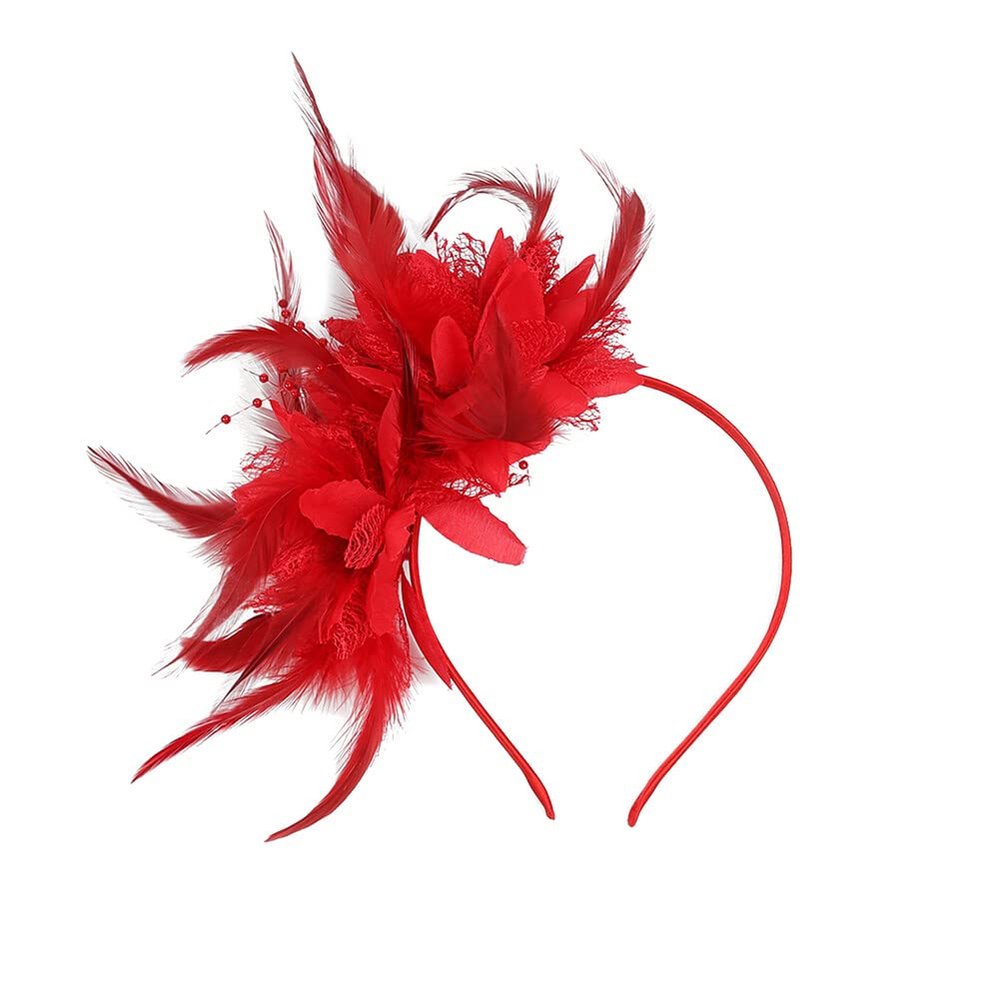 1920s Feather Headpiece Flapper Headband, Flapper Headband Accessories, Wedding Bridal Feather Headband, Retro Fabric Flower Hairband for Wedding Dress Photo Ball