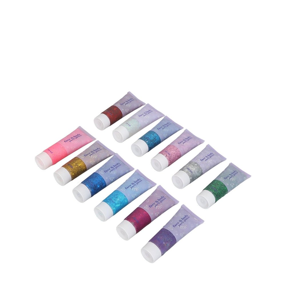 NSXAYIWE Body Glitter Gel, 12 Colors Face Sequin Chunky Glitter Sparkling Holographic Gel Cosmetic Powder Festival Makeup for Eye Lip Hair Nails,Festival Accessories Halloween