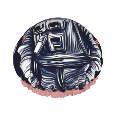 Astronaut On The Moon Shower Caps, Waterproof Bath Caps Reusable Shower Caps Band Bath Hair Hat For Women Ladies