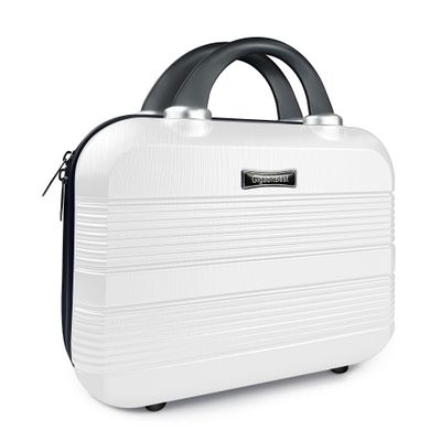 14" Portable Hard Shell Makeup Travel Case - Stylish PC+ABS Cosmetic Organizer for Women - Scratch-Resistant, Elastic Strap, Mini Suitcase - Perfect for Romantic GiftsArctic White