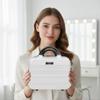 14" Portable Hard Shell Makeup Travel Case - Stylish PC+ABS Cosmetic Organizer for Women - Scratch-Resistant, Elastic Strap, Mini Suitcase - Perfect for Romantic GiftsArctic White view 3