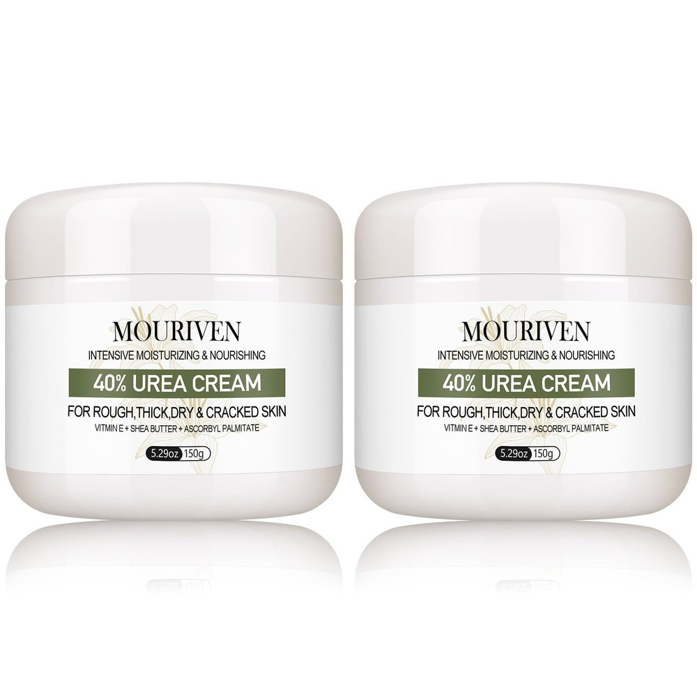 Mouriven 2 Packs Urea Cream 40 Percent - Foot & Hand Cream, for Dry, Cracked Heels, Feet, Knees, Elbows, and Hands, Callus Remover, Maximum Strength Urea Lotion for Softening and Moisturizing