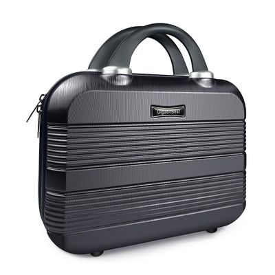 14" Portable Hard Shell Makeup Travel Case - Stylish PC+ABS Cosmetic Organizer for Women - Scratch-Resistant, Elastic Strap, Mini Suitcase - Perfect for Romantic GiftsMidnight Black