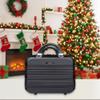 14" Portable Hard Shell Makeup Travel Case - Stylish PC+ABS Cosmetic Organizer for Women - Scratch-Resistant, Elastic Strap, Mini Suitcase - Perfect for Romantic GiftsMidnight Black view 2