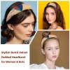 asebiunh Set of 2 Velvet Wide Headbands for Women, Hot Air Balloons Color Painting Accessories Padded Head Bands Beauty Hairbands Girls Thick Hair Bands view 2