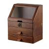 Makeup Box Large Capacity Wood Makeup Organizer Box with Flip Lid and Drawers, Bathroom Organizer Countertop, Vanity Tray Corner Shelf for Makeup Cosmetic Perfume Skincare Bathroom Supplies Vanity Dre view 1