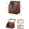 Makeup Box Large Capacity Wood Makeup Organizer Box with Flip Lid and Drawers, Bathroom Organizer Countertop, Vanity Tray Corner Shelf for Makeup Cosmetic Perfume Skincare Bathroom Supplies Vanity Dre view 2