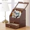 Makeup Box Large Capacity Wood Makeup Organizer Box with Flip Lid and Drawers, Bathroom Organizer Countertop, Vanity Tray Corner Shelf for Makeup Cosmetic Perfume Skincare Bathroom Supplies Vanity Dre view 4