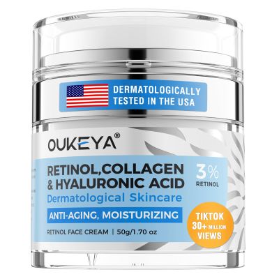 OUKEYA Retinol Cream for Face,Wrinkle for Women, Anti-Aging Moisturizer, Neck Firming & Dcollet, Moisturizer Face Cream, Day Night with 5% Hyaluronic Acid