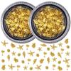 Pndeyo 2 Boxes Ocean Theme Nail Charms, Sea Beach Starfish Seashell Nail Decals Accessories, Metal 3D Nail Gems Jewelry Decoration Supplies for Manicure DIY Nail Embellishments- Gold, Mixed size view 1
