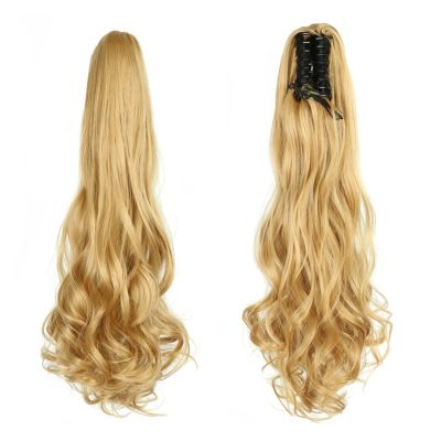 Ponytail Hair Extensions Claw Clip In Wavy Ponytail Extensions Synthetic Fiber Ponytail Hair Piece 22 Inch Long Wavy Curly Claw Clip Ponytail Extensions for Women Girls Pony Tails Extensions Human Hai
