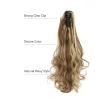 Ponytail Hair Extensions Claw Clip In Wavy Ponytail Extensions Synthetic Fiber Ponytail Hair Piece 22 Inch Long Wavy Curly Claw Clip Ponytail Extensions for Women Girls Pony Tails Extensions Human Hai view 3