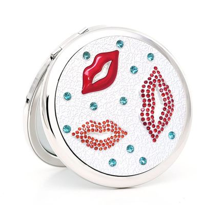 1 Side Round Metal Portable Makeup Mirror Double Sided Folding Portable Gift Mirror for Girlfriends (Color : A Size : 6.5cm in Diameter) (A 6.5cm in Diameter)