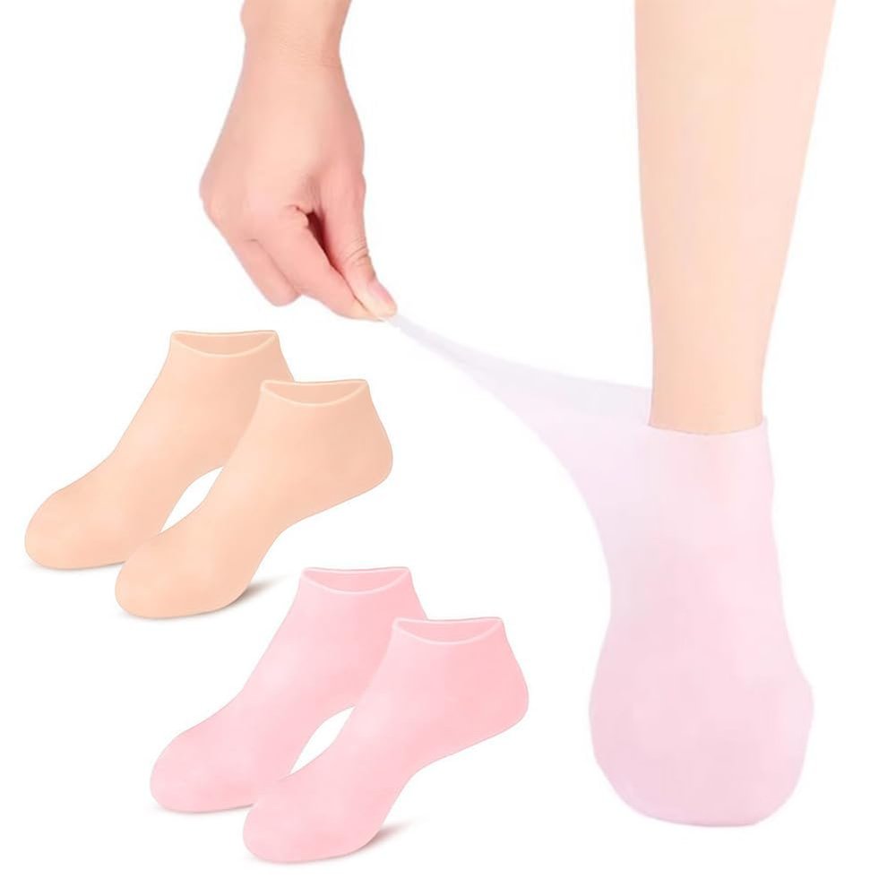 2 Pairs Silicone Socks Silicones Moisturizing Sock for Dry Cracked Feet Soft Gel Socks Foot Care for Women Softening Calluses Repairing Rough Dry Feet Skin
