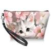 BWEGRHE Travel Makeup Bag with Detachable Wrist Strap, Baby Cat Flowers Stocking Stuffers for Teen Women Toiletry Storage Bag Water Resistant Portable Change Coin Small Purse Zipper Pouch view 1