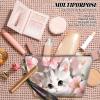 BWEGRHE Travel Makeup Bag with Detachable Wrist Strap, Baby Cat Flowers Stocking Stuffers for Teen Women Toiletry Storage Bag Water Resistant Portable Change Coin Small Purse Zipper Pouch view 4
