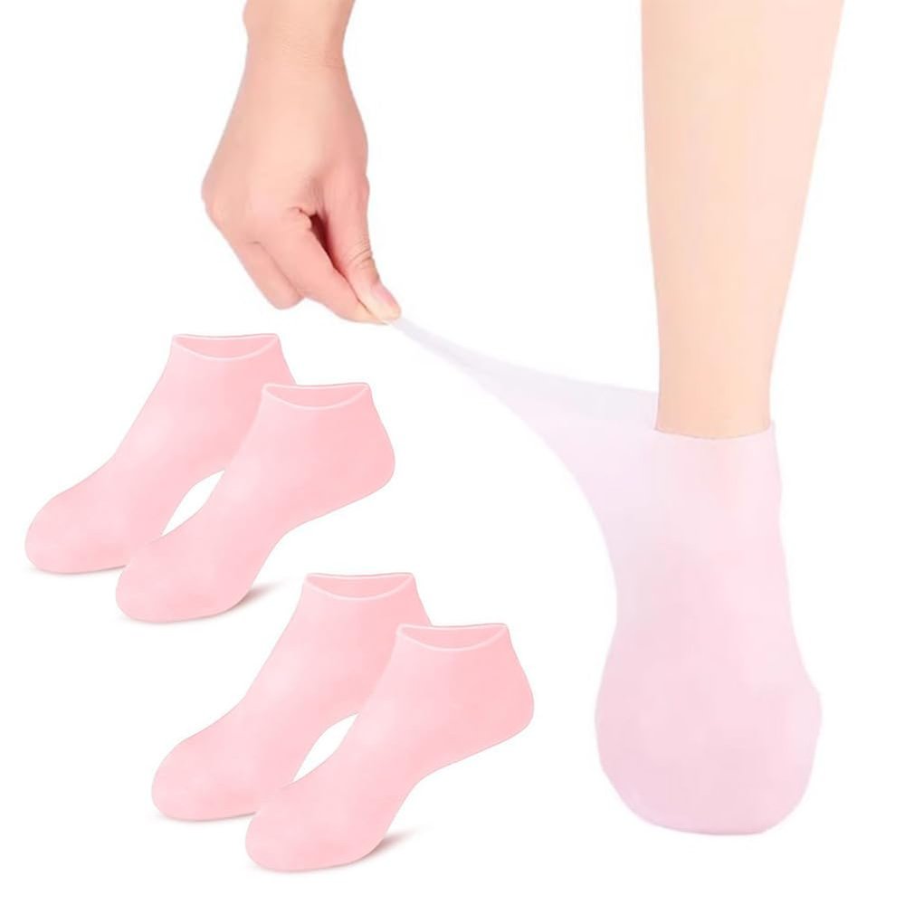 2 Pairs Silicone Socks Silicones Moisturizing Sock for Dry Cracked Feet Soft Gel Socks Foot Care for Women Softening Calluses Repairing Rough Dry Feet Skin