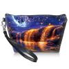BWEGRHE Travel Makeup Bag with Detachable Wrist Strap, Golden Falls Stocking Stuffers for Teen Women Toiletry Storage Bag Water Resistant Portable Change Coin Small Purse Zipper Pouch view 1