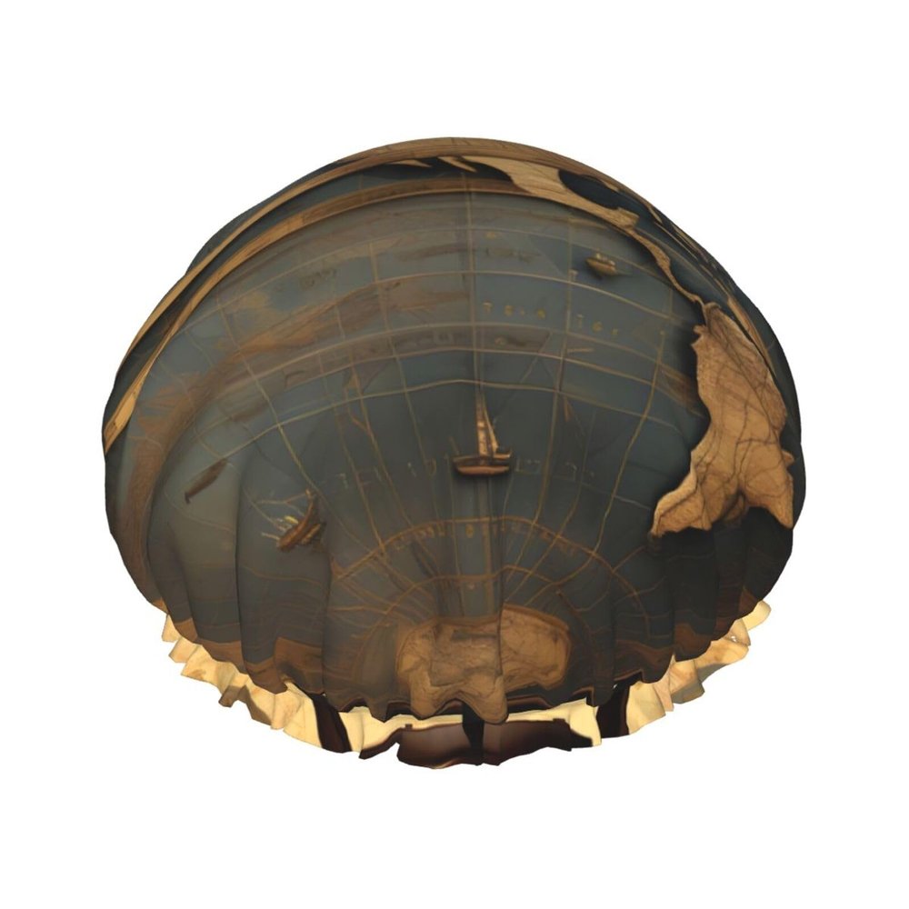 Ancient World Globe Hair Cap For Shower, Waterproof Hair Shower Caps For Long Hair, Non-Slip Cute Shower Cap