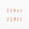 CEWEWP 24Pcs French Tip Press on Nails Almond Medium Fake Nails with Silver Alloy Butterfly Nail Charms Nude Pink False Nails Glossy Press on Nail Acrylic Nails Full Cover False Nails for Women Girls view 3