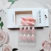 CEWEWP 24Pcs French Tip Press on Nails Almond Medium Fake Nails with Silver Alloy Butterfly Nail Charms Nude Pink False Nails Glossy Press on Nail Acrylic Nails Full Cover False Nails for Women Girls view 4
