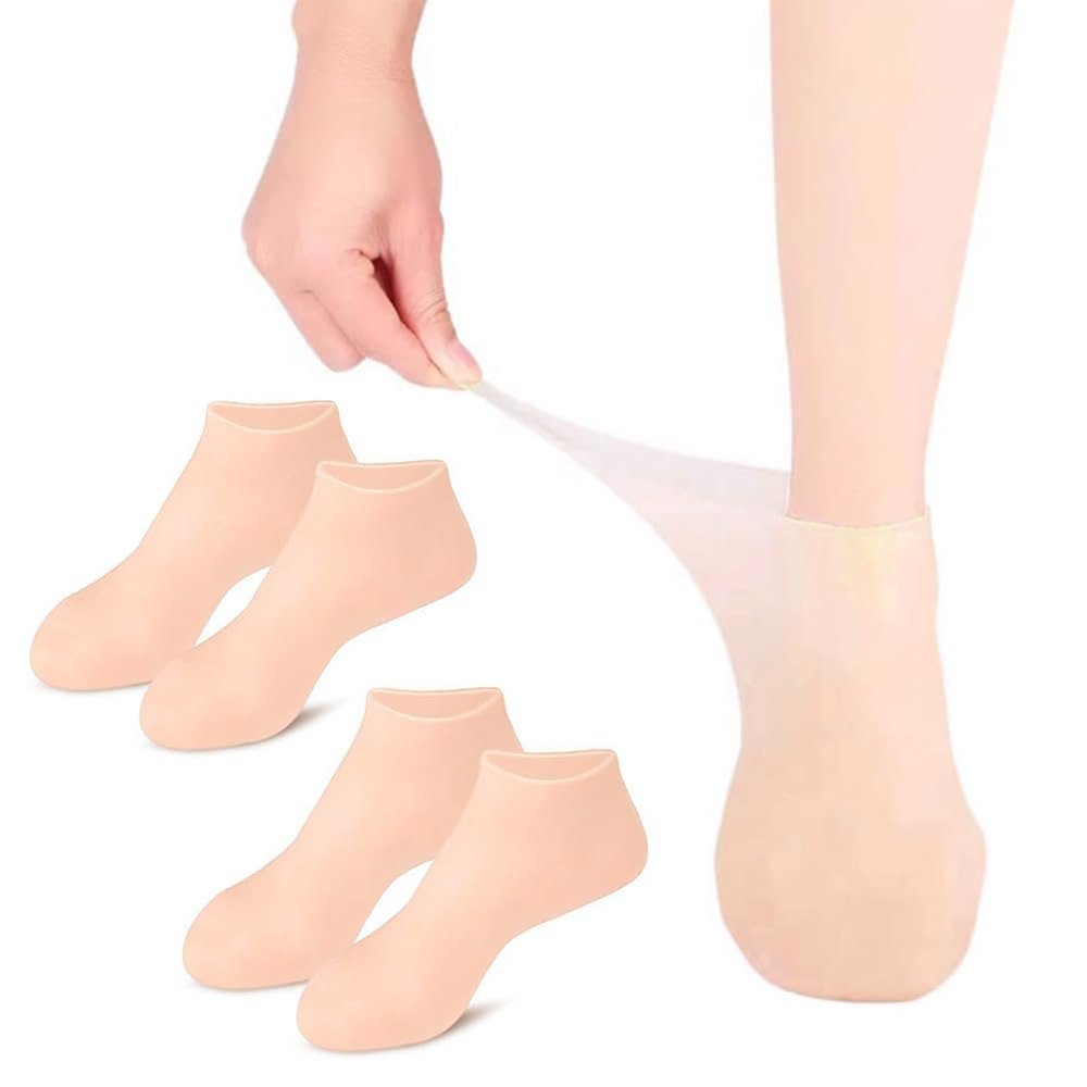 2 Pairs Silicone Socks Silicones Moisturizing Sock for Dry Cracked Feet Soft Gel Socks Foot Care for Women Softening Calluses Repairing Rough Dry Feet Skin