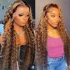 Yeeaak 13x6 Highlight Deep Wave HD Lace Front Wigs Human Hair 30 Inch With 99j Burgundy Deep Wave Wig Human Hair 30 Inch 180% Density 13x4 HD Transparent Lace Frontal Wig Pre Plucked With Baby Hair view 2