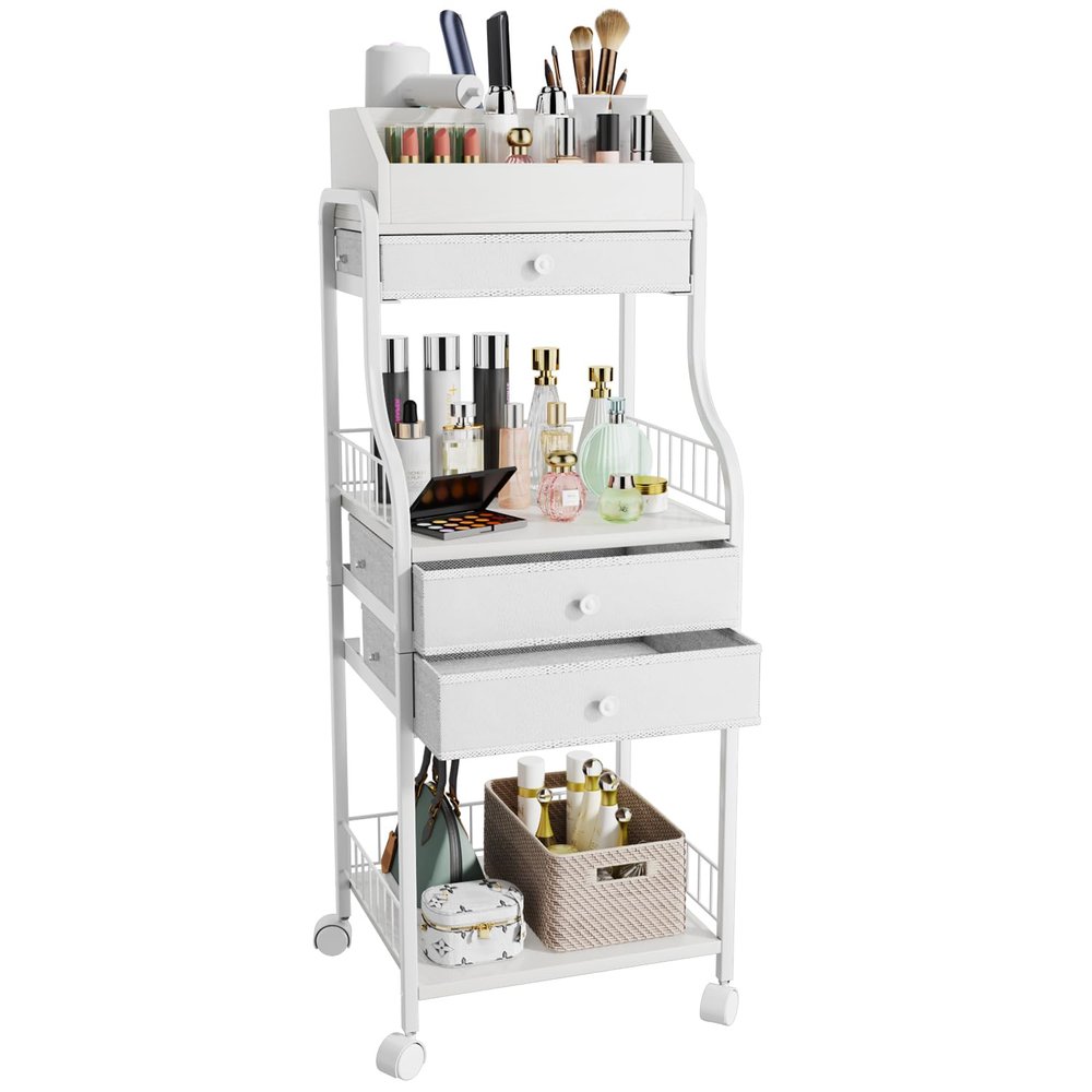 HapiRm Floor Makeup Organizer Storage - Vanity Skincare Make Up Organizers and Storage with Drawers, Cosmetics Display Cases Holder for Skin Care Nail Polish Perfume Makeup Brush