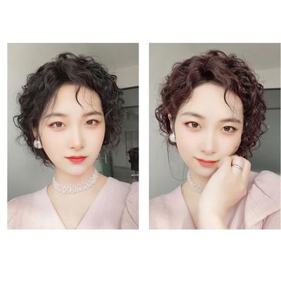 13x14cm Human Hair Curly Short Traceless Fluffy Hairpiece for Woman for Hair Loss (Natural black,16inch)