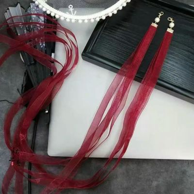 JIMINISO 1 Pair 40Cm Length Women Fashion Hair Ribbon Chinese Style Exquisite Hair Decoration Ribbon
