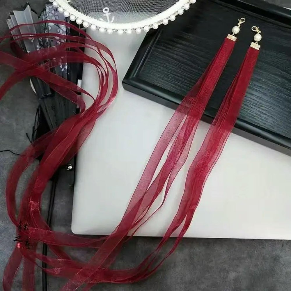 JIMINISO 1 Pair 40Cm Length Women Fashion Hair Ribbon Chinese Style Exquisite Hair Decoration Ribbon