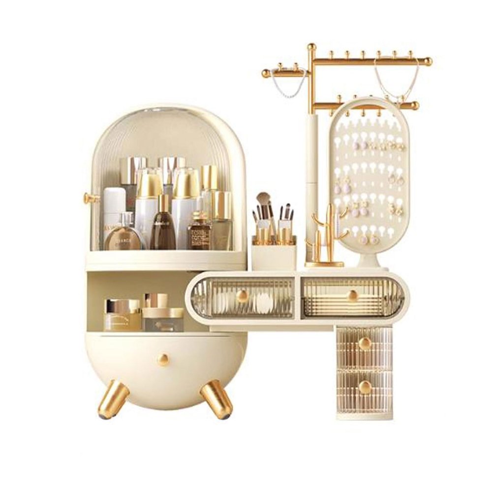 Makeup Box Large Capacity Dressing Case Makeup Organizer, Cosmetic Storage Organizer with Drawers, Cabinet,Brush and Lipsticks Holder, Jewelry Rack, Makeup Display Case, for Makeup room, Vanity Counte