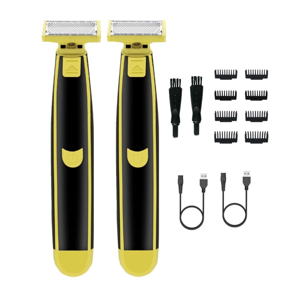 RIJPEX Full Body Washed Wet & Dry Shaver,Electric Shaving Tool for Sideburns,Wet and Dry Shaving Tool for Men (2Pcs), Yellow