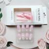 CEWEWP French Tip Press on Nails Long Coffin Square Fake Nails Bow Designs with White Pearl Full Cover False Nails Glossy Glue on Nail Acrylic Nails Artificial Nail for Women Nail Supplies 24Pcs view 2