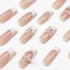 CEWEWP French Tip Press on Nails Long Coffin Square Fake Nails Bow Designs with White Pearl Full Cover False Nails Glossy Glue on Nail Acrylic Nails Artificial Nail for Women Nail Supplies 24Pcs view 3