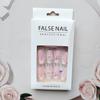 CEWEWP French Tip Press on Nails Long Coffin Square Fake Nails Bow Designs with White Pearl Full Cover False Nails Glossy Glue on Nail Acrylic Nails Artificial Nail for Women Nail Supplies 24Pcs view 4