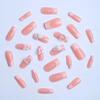 24Pcs French Tip Press on Nails Square Long Coffin Fake Nails White Flower Pearls False Nails Pink Bow Nail Charms Designs Press on Nail Summer Acrylic Nails Full Cover Glue on Nails for Women Girls view 2