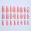 24Pcs French Tip Press on Nails Square Long Coffin Fake Nails White Flower Pearls False Nails Pink Bow Nail Charms Designs Press on Nail Summer Acrylic Nails Full Cover Glue on Nails for Women Girls view 4