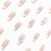 CEWEWP French Tip Press on Nails Square Coffin Fake Nails Long Pink Bow False Nails White Pearl Heart Nail Charms Designs Press on Nail Summer Acrylic Full Cover Glue on Nails for Women Girls 24 Pcs view 2