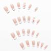 CEWEWP French Tip Press on Nails Square Coffin Fake Nails Long Pink Bow False Nails White Pearl Heart Nail Charms Designs Press on Nail Summer Acrylic Full Cover Glue on Nails for Women Girls 24 Pcs view 3