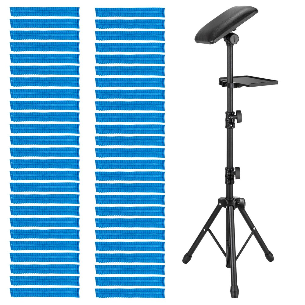 Tattoo Arm Rest Stand with Tray Tattoo Armrest Stand PU Leather Sponge Covers 50PCS Waterproof Square Tattoo Leg Rest Stand Foldable Sponge Pad Tripod with Adjustable Height and Tilt Arm Bar Pad