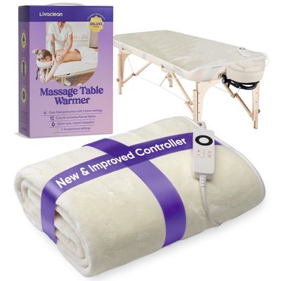 Livaclean Massage Table Warmer Heating Pad - 6 Temperature Settings - 71" x 31.5 - Soft Flannel Fleece Spa Bed Warmer - Electric Massage Table Heating Pad - 2 Year Replacement Guarantee