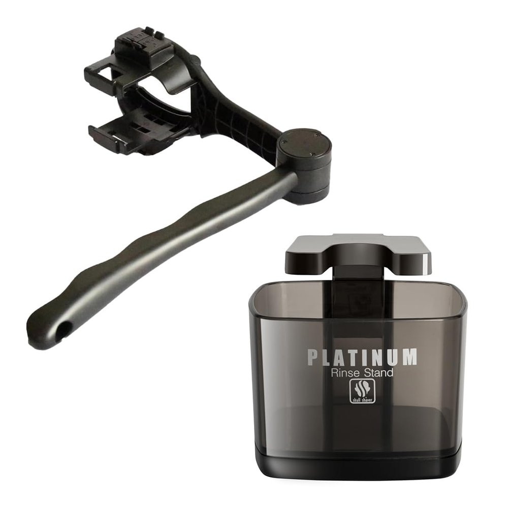 Skull Shaver Platinum Rinse Stand and Back Shaver Handle Bundle, Best Gifting Combo