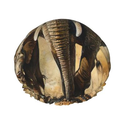 Old Elephant And Young Elephant Hair Cap For Shower, Waterproof Hair Shower Caps For Long Hair, Non-Slip Cute Shower Cap