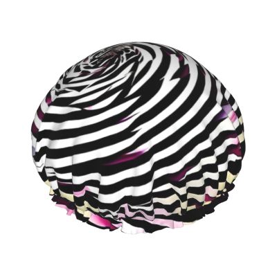 Spiral Optical Illusion Gif Hair Cap For Shower, Waterproof Hair Shower Caps For Long Hair, Non-Slip Cute Shower Cap