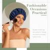 Reusable Shower Cap for Women, Large Waterproof Shower Essentials Bonnet Washable Elastic Band Bath Hair Wrap Hat for Long Hair, Braids(Navy) view 2